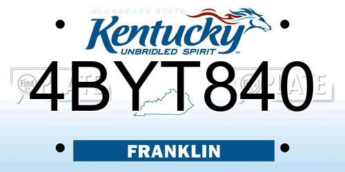 4BYT840 Kentucky License Plate