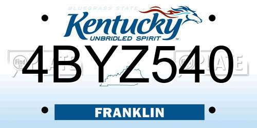 4BYZ540 Kentucky License Plate