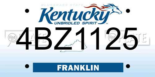 4BZ1125 Kentucky License Plate