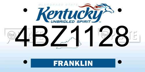 4BZ1128 Kentucky License Plate