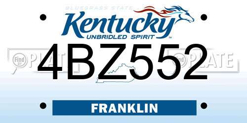 4BZ552 Kentucky License Plate