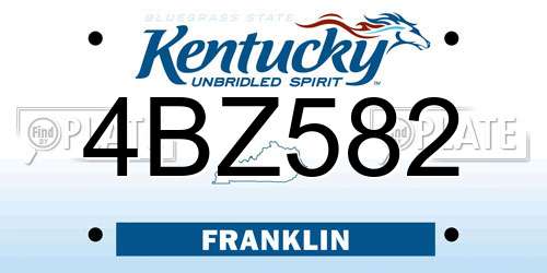 4BZ582 Kentucky License Plate