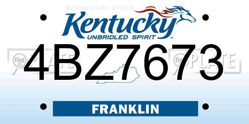 4BZ7673 Kentucky License Plate