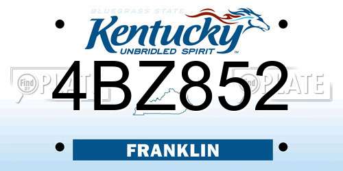 4BZ852 Kentucky License Plate