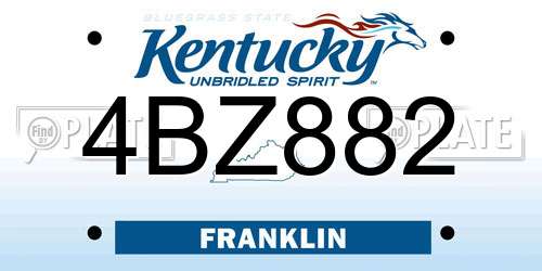 4BZ882 Kentucky License Plate
