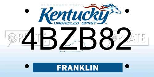 4BZB82 Kentucky License Plate