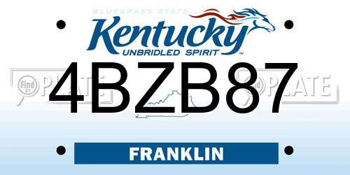4BZB87 Kentucky License Plate