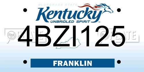 4BZI125 Kentucky License Plate