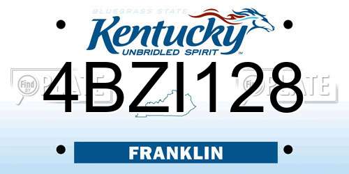 4BZI128 Kentucky License Plate