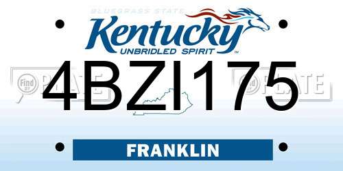 4BZI175 Kentucky License Plate