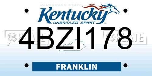 4BZI178 Kentucky License Plate