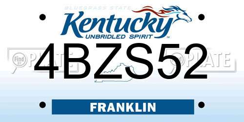 4BZS52 Kentucky License Plate
