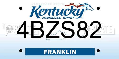 4BZS82 Kentucky License Plate