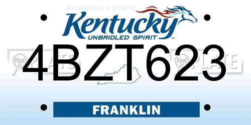 4BZT623 Kentucky License Plate