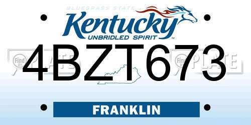 4BZT673 Kentucky License Plate