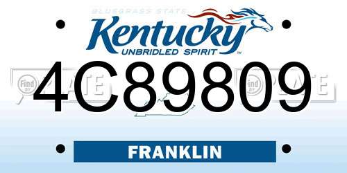 4C89809 Kentucky License Plate