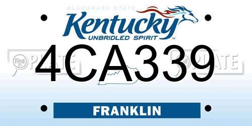 4CA339 Kentucky License Plate