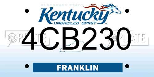 4CB230 Kentucky License Plate