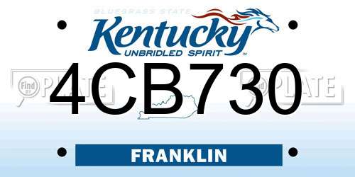 4CB730 Kentucky License Plate