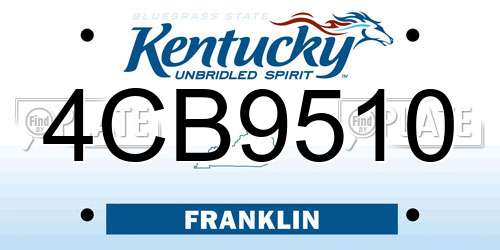 4CB9510 Kentucky License Plate