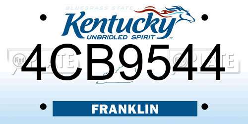 4CB9544 Kentucky License Plate