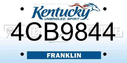 4CB9844 Kentucky License Plate