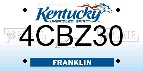 4CBZ30 Kentucky License Plate