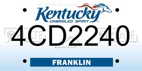 4CD2240 Kentucky License Plate