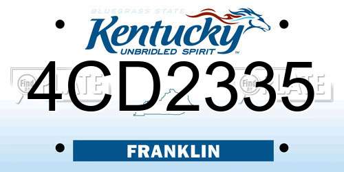 4CD2335 Kentucky License Plate