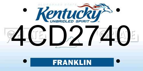 4CD2740 Kentucky License Plate
