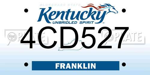 4CD527 Kentucky License Plate