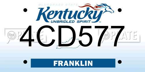 4CD577 Kentucky License Plate