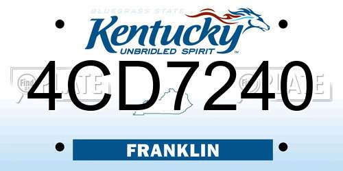 4CD7240 Kentucky License Plate