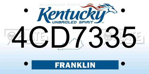 4CD7335 Kentucky License Plate