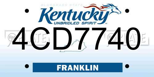 4CD7740 Kentucky License Plate