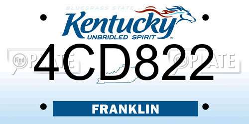 4CD822 Kentucky License Plate