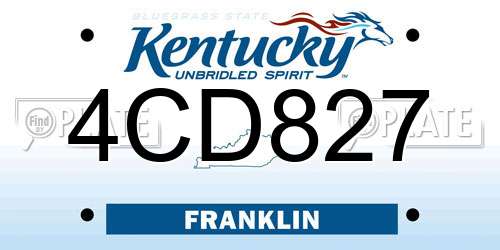 4CD827 Kentucky License Plate