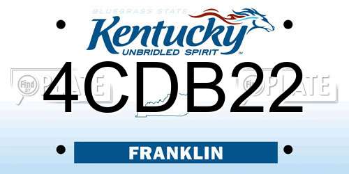 4CDB22 Kentucky License Plate