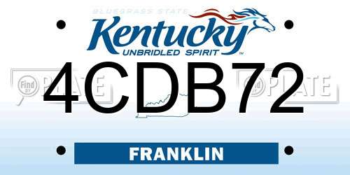 4CDB72 Kentucky License Plate