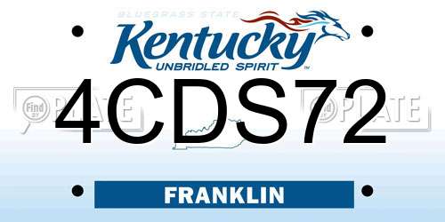4CDS72 Kentucky License Plate