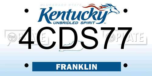 4CDS77 Kentucky License Plate