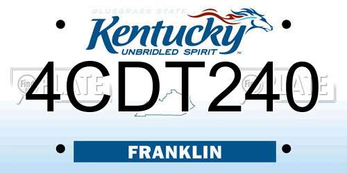 4CDT240 Kentucky License Plate
