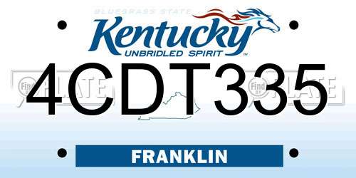 4CDT335 Kentucky License Plate