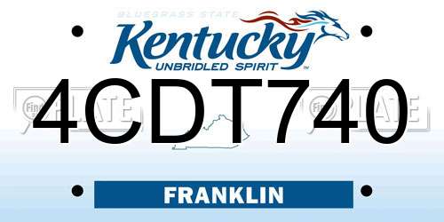 4CDT740 Kentucky License Plate