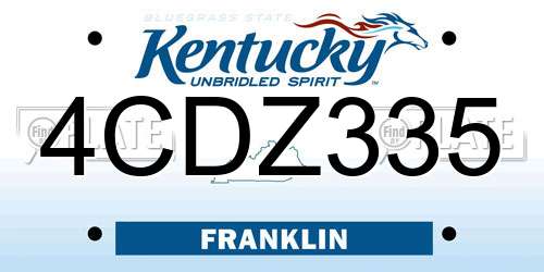4CDZ335 Kentucky License Plate