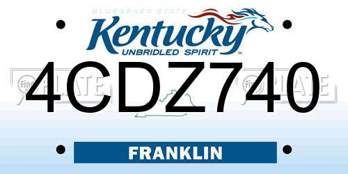 4CDZ740 Kentucky License Plate