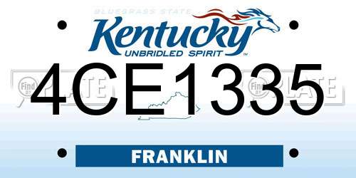 4CE1335 Kentucky License Plate
