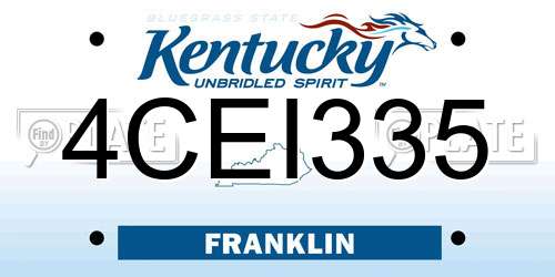 4CEI335 Kentucky License Plate