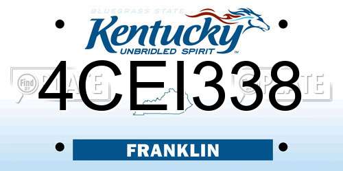 4CEI338 Kentucky License Plate