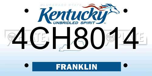 4CH8014 Kentucky License Plate